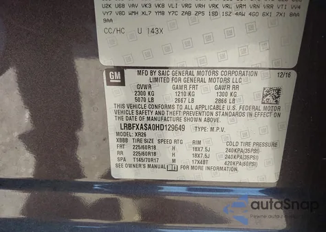 2017 Buick Envision Preferred from USA, damaged, VIN LRBFXASA0HD129649